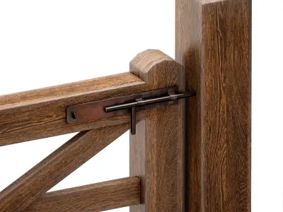 Horse paddock Wooden fence with a gate 3D model