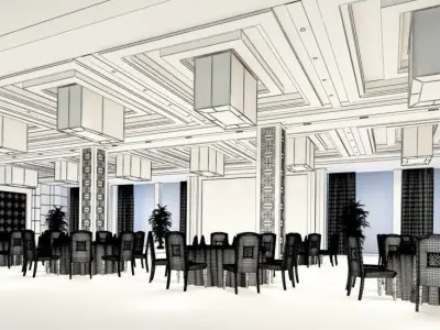 Business Restaurant - Coffee - Banquet  190 3D model