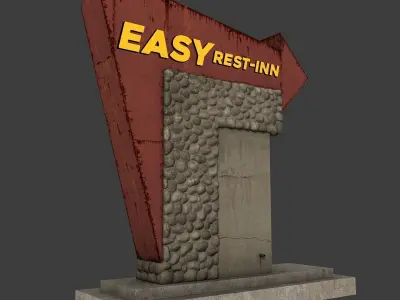 Motel Sign Low-poly 3D model