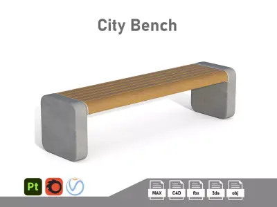 City bench 06 Low-poly 3D model