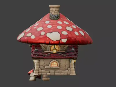 Mushroom Cottage Low-poly 3D model