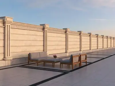 Wall - wall exterior - stone wall - concrete - Low-poly 3D model