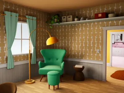 Cartoon House Vol 2 - Upper Floor - UE4 file only Low-poly 3D model