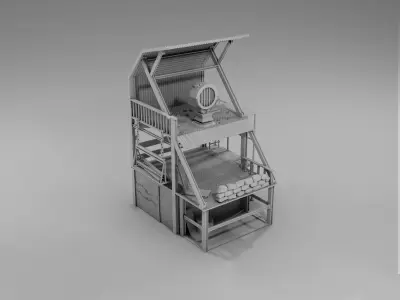 Watchtower 3d Model metal building with stove on top Free 3D print model
