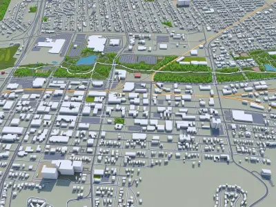 Rapid City South Dakota 50km Low-poly 3D model