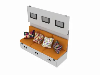 Caravan Couch Bunk Bed 3D model