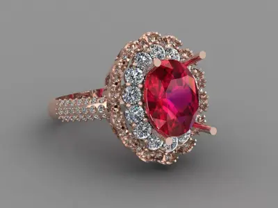 Rose Gold Women Diamond Ring 3D print model 3D print model 44