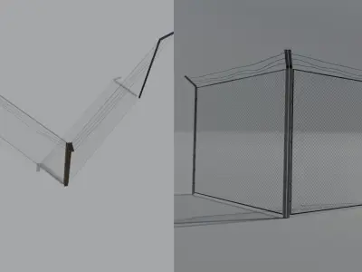Modular 3D Metal Fence Low-poly 3D model