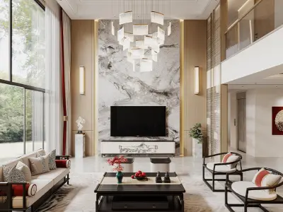 chinese  villa interior scenes 3D model