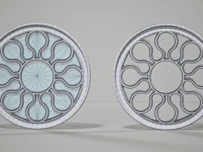 Highpoly Circular Gothic Window Type6 3D model