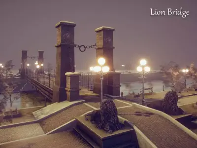 Lion Bridge Low-poly 3D model