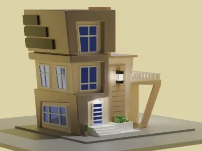 Modern House Design Free low-poly 3D model
