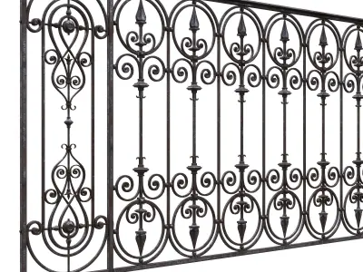 Forged Balcony Railing Pl52-EM 3D model