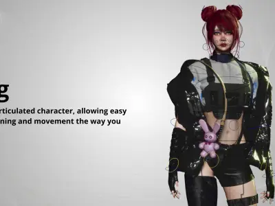 Cyber Girl - Game Ready Low-poly 3D model