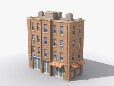 Apartment Building x12 Low-poly 3D model