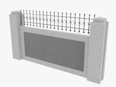 Concrete Fence Modular 3D model