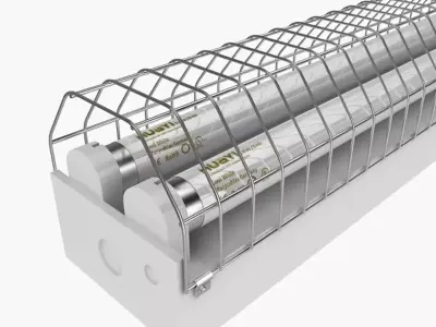 Dual Strip Fluorescent Fixture 3D model