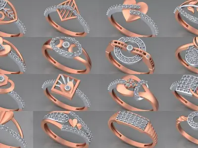 104 Light weight italian diamond ring 3dm stl renders details  3D Model Pack