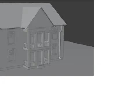 House 3D Model in sky Low-poly 3D model