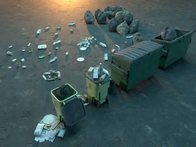 Trash collection - game ready Low-poly 3D model