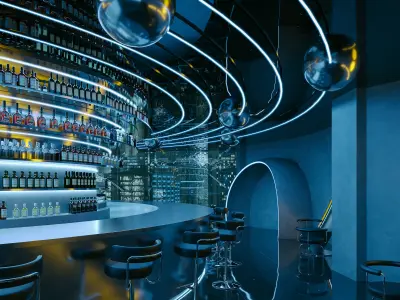 Dark Futuristic Sci Fi Bar Interior Scene 3D model