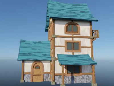 Medieval Low Poly House 2 Low-poly 3D model