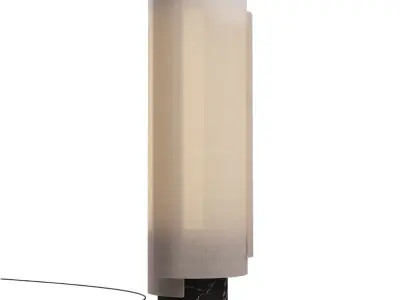 Contemporary Floor Lamp 3D Model Linen Shade with Marble Base 3D model