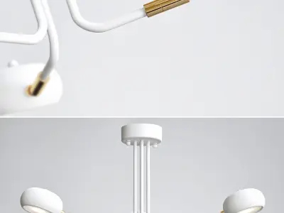 Curved Stix Chandelier 6 White 3D model