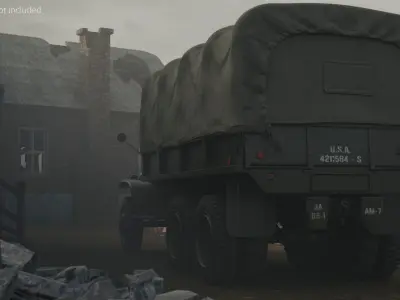  WWII GMC CCKW 6x6 Army Truck with Covered Bed Green Old Rigged for Maya 