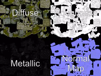 MossCovered Stone Fortress model pack Low-poly 3D model