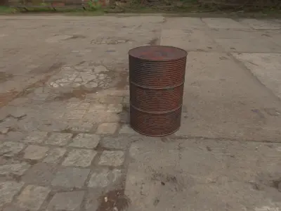Rusty Barrel Style 1 Low-poly 3D model