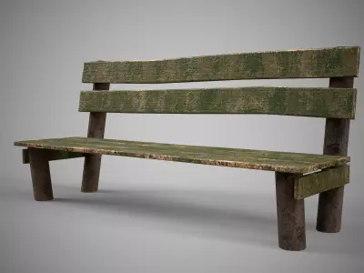 Low-poly 3D model  wooden benchl Free Free low-poly 3D model