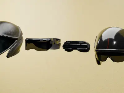 Cyberpunk Sci-Fi Helmet Goggles Pack Low-poly 3D model