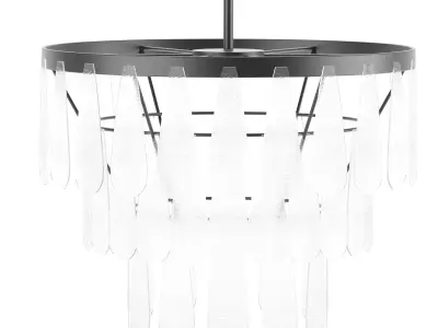 Mable Textured Glass Round Chandelier 3D model