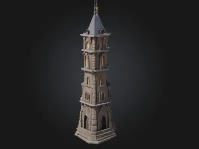 Twin Towers of Light  Beacons in a Mystical Realm 3D model