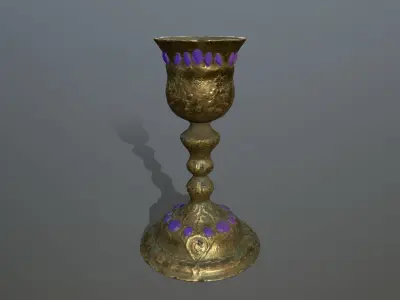 Chalice 1 gold vase with paint Low-poly 3D model