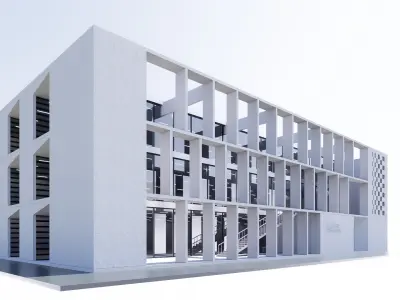 gallery building Low-poly 3D model