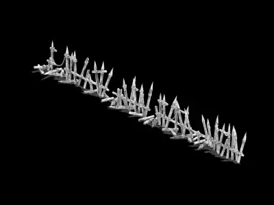 Broken - Wood Fence 02 3D model