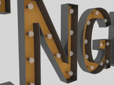 Green Gracor Sign With Bulb 3D model