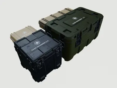 military cases Low-poly 3D model