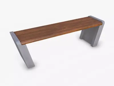 Street Bench 02 Lowpoly PBR Low-poly 3D model