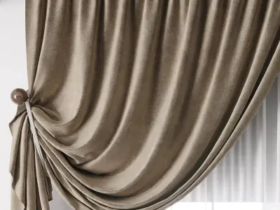 hadi curtain 63 classic curtain with roman blind Low-poly 3D model