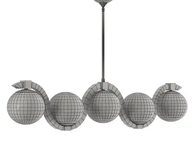 REEDWAY four light chandelier with glass globes 3D model