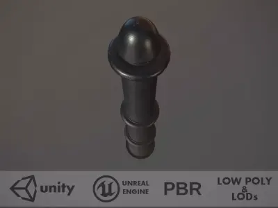 Barrier Bollard pack 5 Black v1 Low-poly 3D model