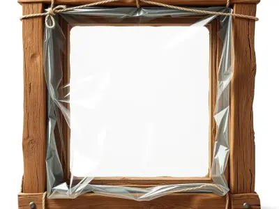 Rustic Wooden Frame Plastic Cover Low-poly 3D model