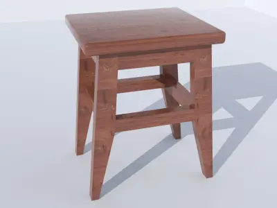 Wooden stool 3D model