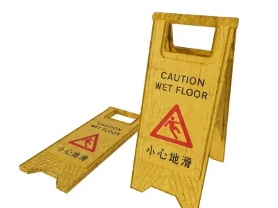 Hong Kong Caution Wet Floor Sign 3D model
