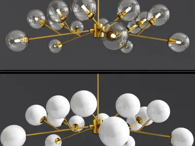 Orion 15 Light Pendant in Brass Amber 3D model