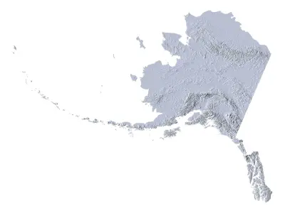 High detailed relief map of Alaska 3D model