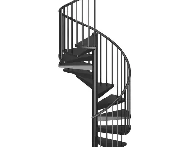 Black Narrow Spiral Stairs 3D model